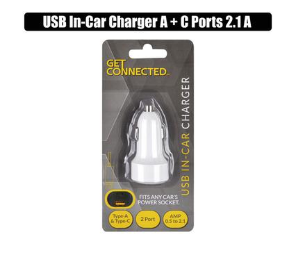USB IN-CAR CHARGER A + C PORTS 2.1A product image