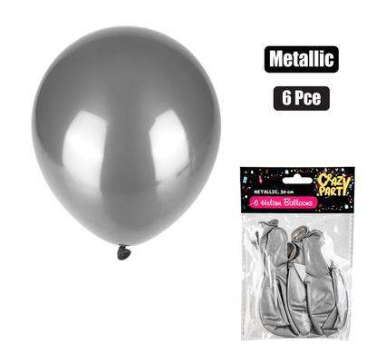 BALLOONS HELIUM 6PC METALLIC SILVER F-01 product image