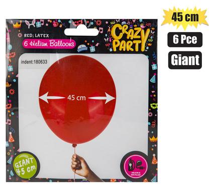 BALLOONS GIANT 6PC RED F-02 product image