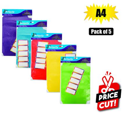 BOOK COVER PRE-CUT A4 5 PK BRIGHT product image