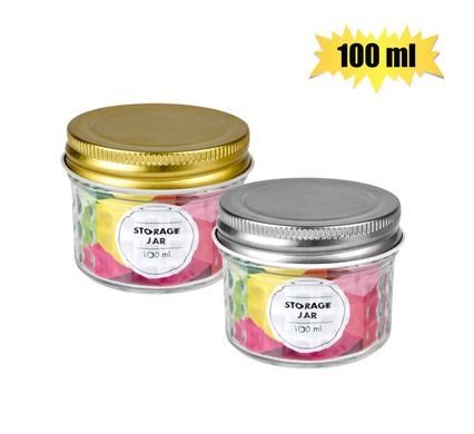 STORAGE-JAR GLS 100ml EMBOSS W/MTL-LID product image