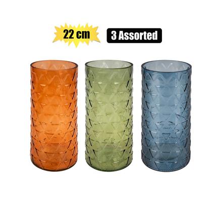 VASE GLASS TRIANGLE PATTERN ASSTD 22cm product image