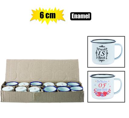 MUG ENAMEL 6cm WITH SAYINGS product image
