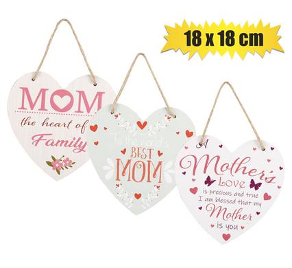 PLAQUE MDF SIGN HEART 18X18cm MOM product image