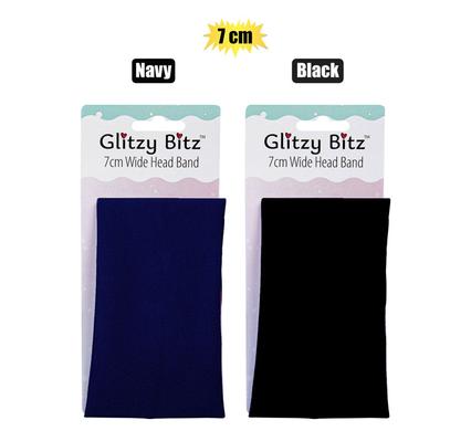 HAIR BAND 7cm WIDE BLACK/NAVY product image