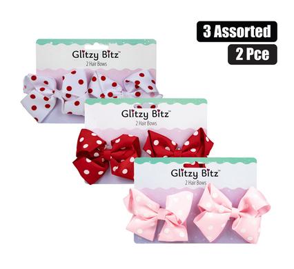 HAIR BOW POLKA DOT 2PC ASSTD product image