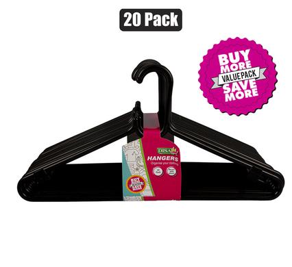 CLOTHES HANGERS PLASTIC PACK-20 BLACK product image