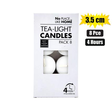 CANDLE TEA-LIGHT WHITE 3.5CM BOX-8 product image