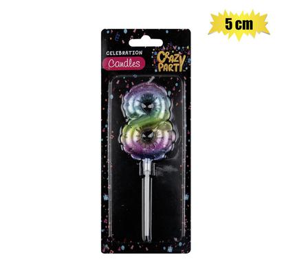 CANDLE BIRTHDAY BALLOON-8 RAINBOW 5cm product image