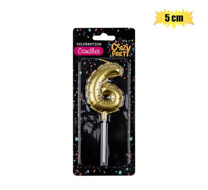 CANDLE BIRTHDAY BALLOON NO.6-GLD 5cm product image
