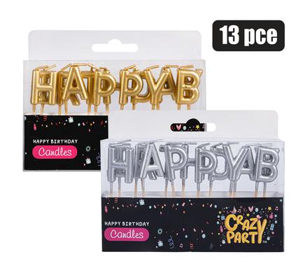 CANDLE BIRTHDAY LETTERS 13PCE GLD/SLV product image