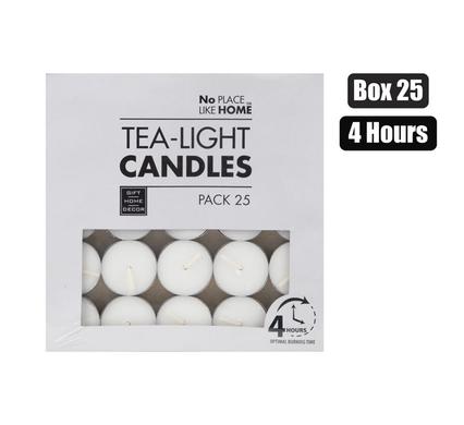 CANDLE TEA-LIGHT WHITE 3.5cm BOX-25 product image