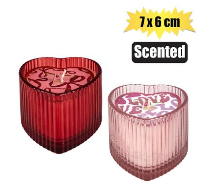 CANDLE IN GLASS HEART SHAPE 7x6cm product image
