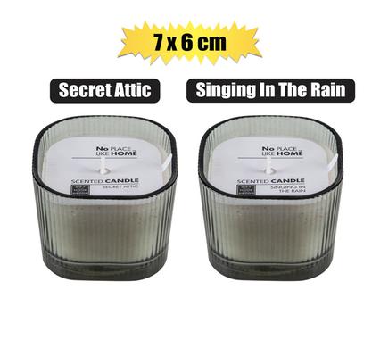 CANDLE IN GLASS GREY 7x6.5cm SCENTED product image