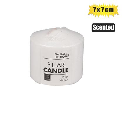 CANDLE PILLAR ROUND WHITE 7x7cm SCENTED product image