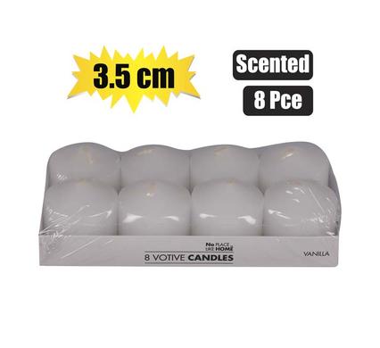 CANDLE VOTIVE 3.5cm 8pce WHITE SCENTED product image