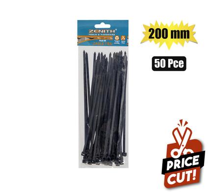CABLE-TIES 4.8x200mm BLACK 50's ZENITH product image