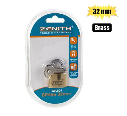 PADLOCK ZENITH BRASS 32mm CARDED product image