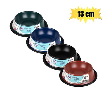 PET DOG/CAT BOWL S/S DARK COLOURS 13cm product image