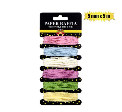 RAFFIA PAPER TWINE 6 ASSTD COLORS 5mmx5m product image