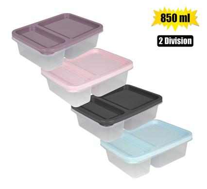 LUNCH BOX CLEAR BASE 2-DIV 850ml RECT product image