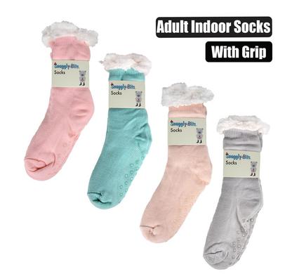 SOCKS INDOOR W/GRIP ADULT PLAIN product image
