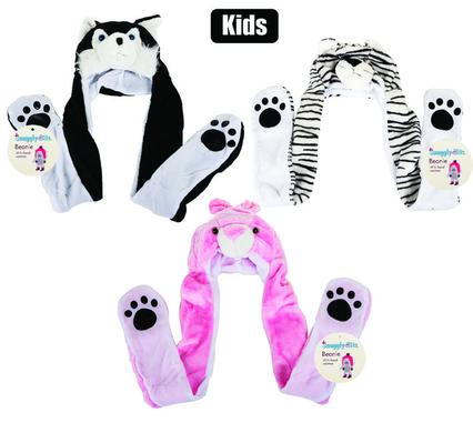 BEANIE KIDS ANIMAL W/EARFLAP+HANDPOCKET product image