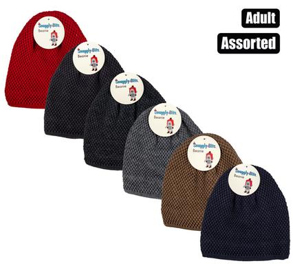 BEANIE ADULT KNITTED FLEECE 21x22cm ASST product image