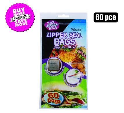 DISPOSABLE BAG ZIPPERSEAL 60PC 18x20cm product image