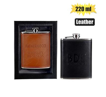 HIP FLASK S/S W/PU LEATHER DAD 220ml product image