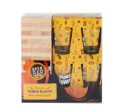 DRINKING GAME TOWER BLOCKS W/4 GLASSES product image