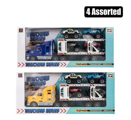 VEHICLE PLAYSET TRUCK & TRAILOR W/4CARS product image