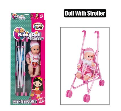 BABY DOLL WITH STROLLER IN BOX product image
