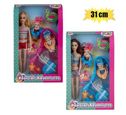 DOLL MED 31cm BONNIE FAMILY+POOL SET product image