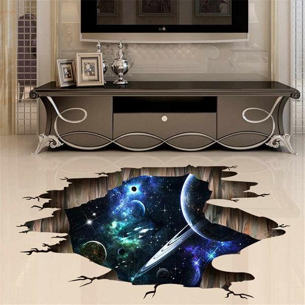 3D Dark Saturn with Galaxy Wall Decal Sticker - 4aKid
