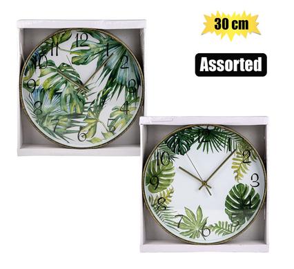 CLOCK WALL PL ROUND JUNGLE 30cm ASSTD product image