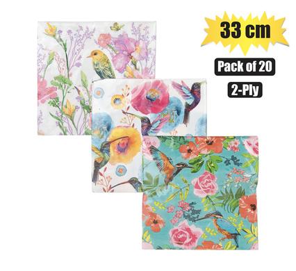 SERVIETTES 2PLY 33cm 20PC BIRDS product image