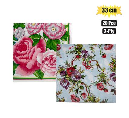 SERVIETTES 2PLY 33cm 20PC PEONIES product image