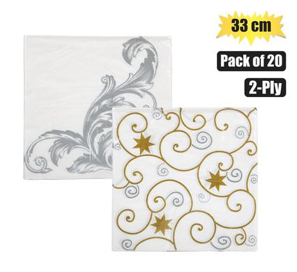 SERVIETTES 2PLY 33cm 20PC FANCY PATTERN product image