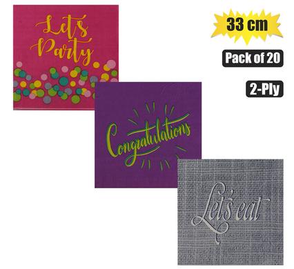 SERVIETTES 2PLY 33cm 20PC WORDS product image