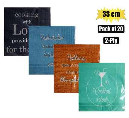 SERVIETTES 2PLY 33cm 20PC WORDS WINE product image
