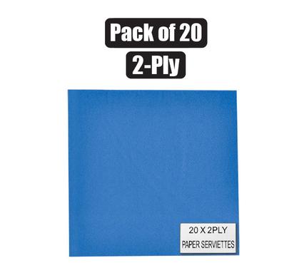 SERVIETTES 2PLY 33cm 20PC PLAIN BLUE product image