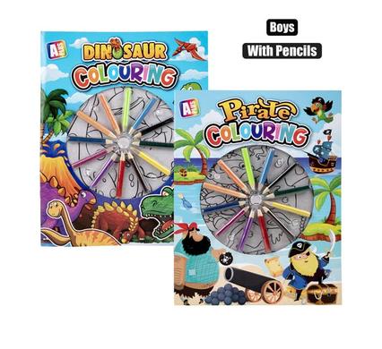 BOOK COLOURING BOY W/PENCILS ASSTD product image