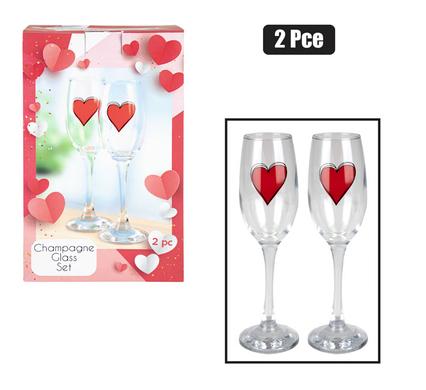 CHAMPAGNE GLASS WITH HEART PRINT PAIR product image