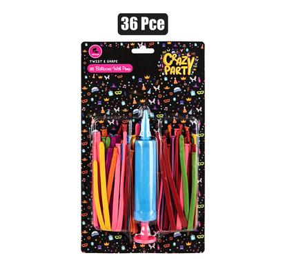 BALLOONS 36PC WITH AIR PUMP MIX COLOURS product image