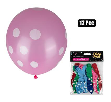 BALLOONS HELIUM 12PC POLKA DOT F-01 product image