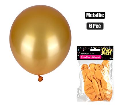 BALLOONS HELIUM 6PC METALLIC  GOLD F-01 product image