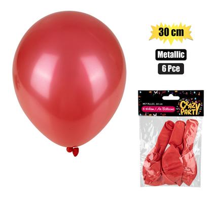 BALLOONS HELIUM 6PC METALLIC RED F-01 product image