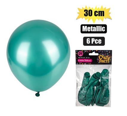 BALLOONS HELIUM 6PC METALLIC GREEN F-01 product image
