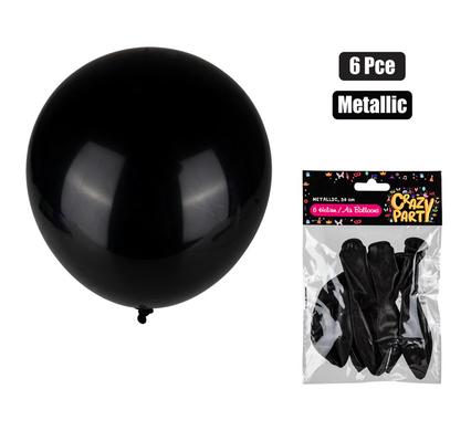 BALLOONS HELIUM 6PC METALLIC BLACK F-01 product image